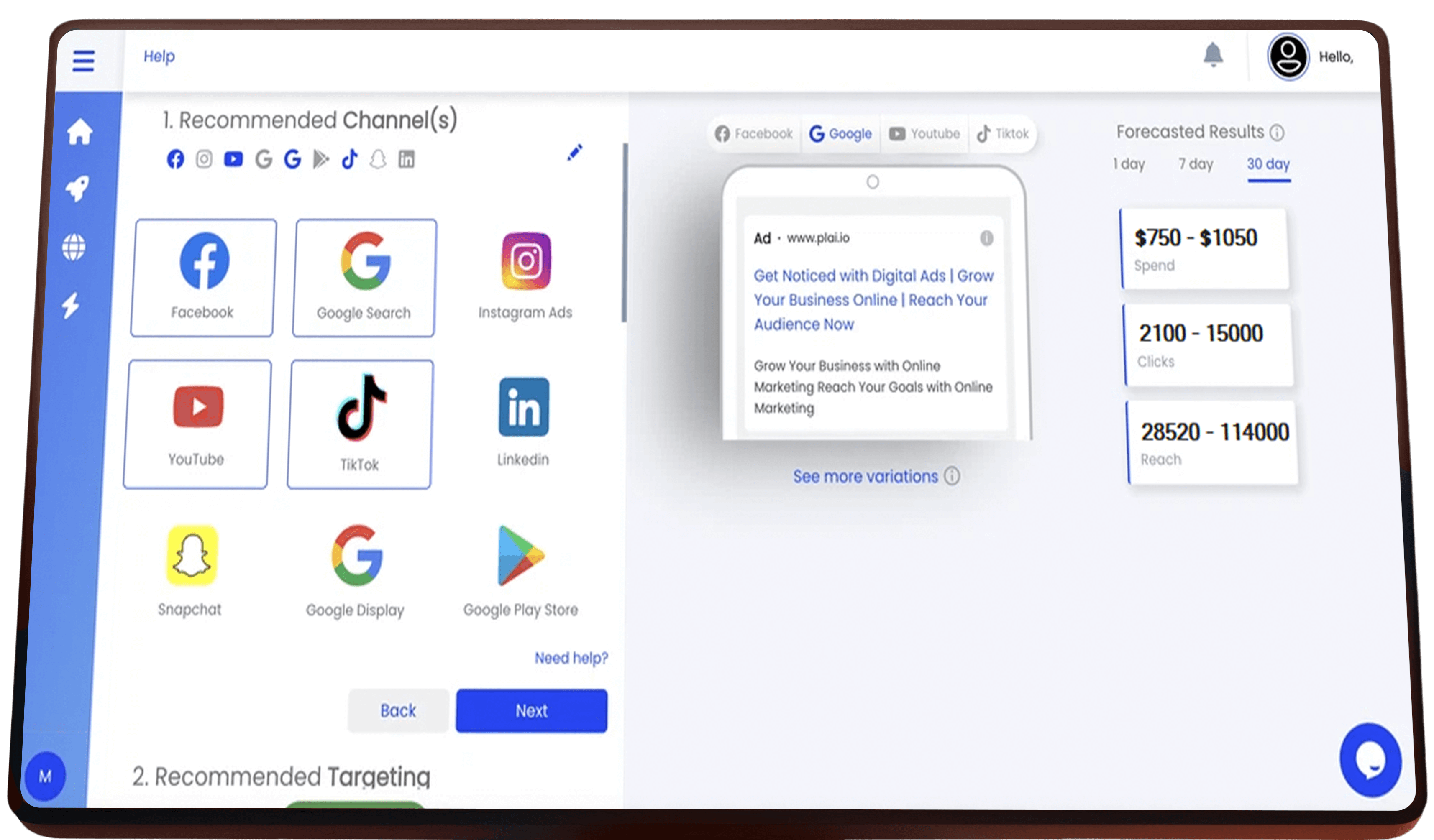 Monitor mostrando modelos de anúncios prontos